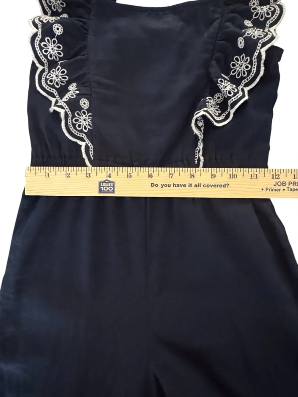 Old Navy Girls M(8y) Sleeveless Linen Blend Ruffle Embroidered Trim Jumpsuit